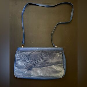 Vintage Blue Leather Shoulder Bag